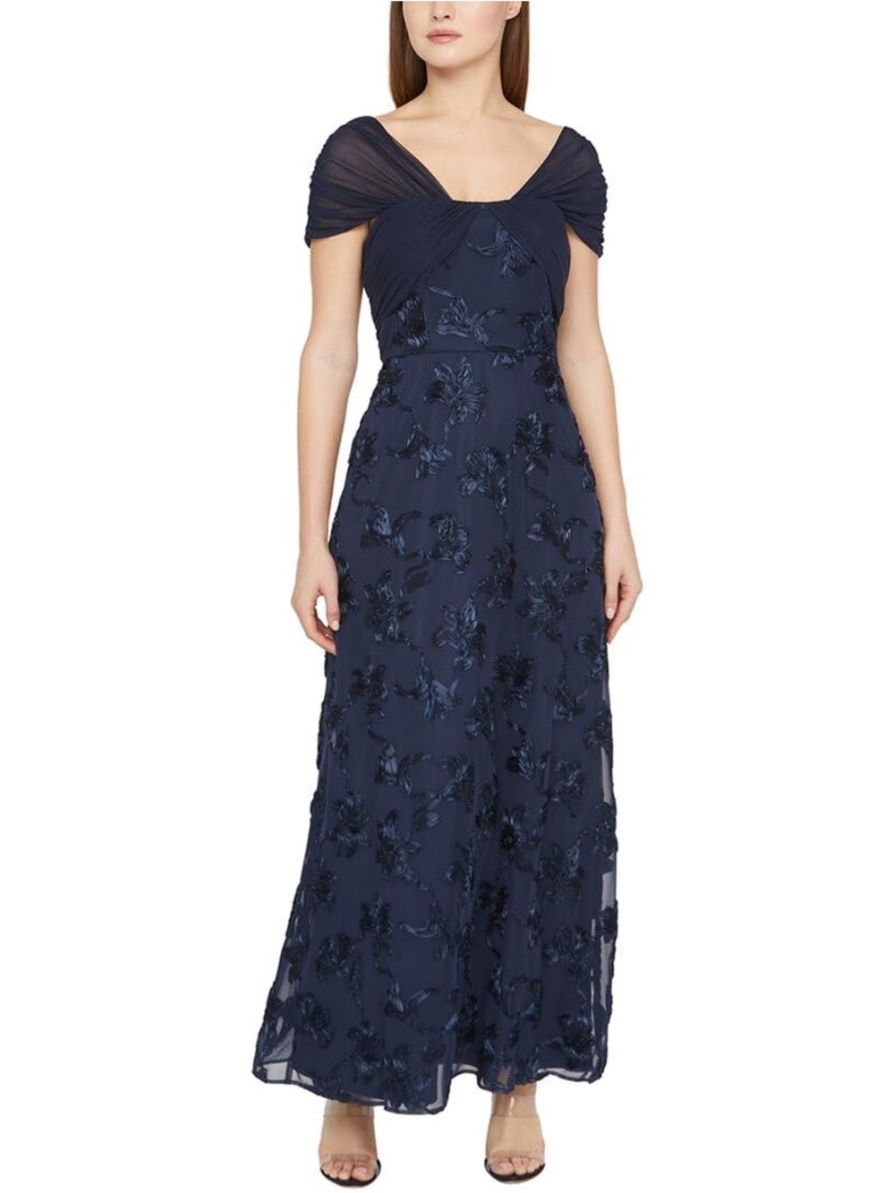 Brand New Almost Famous Dark Navy Blue JS Collections Womens Carolina Gown, 14
